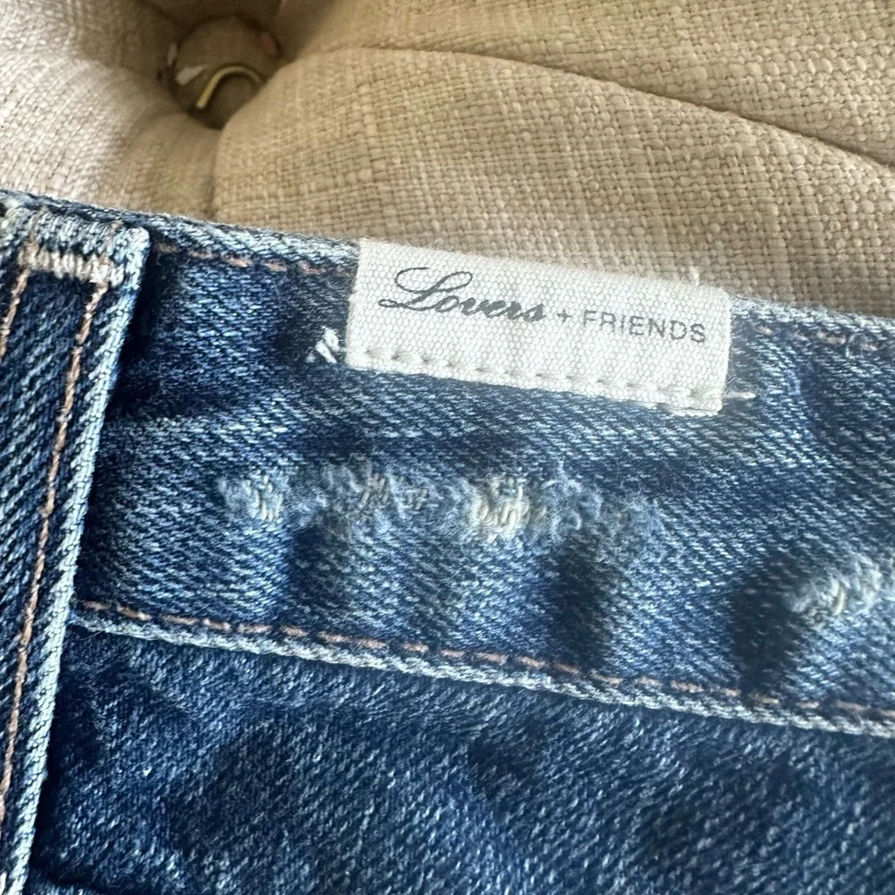 Lovers + Friends Blue Distressed Jean Shorts